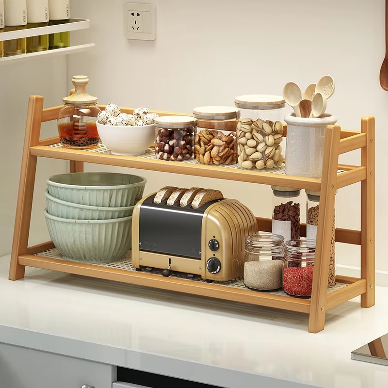 Room Divider Bamboo - 2-слойная полка для специй, бамбуковая кухонная