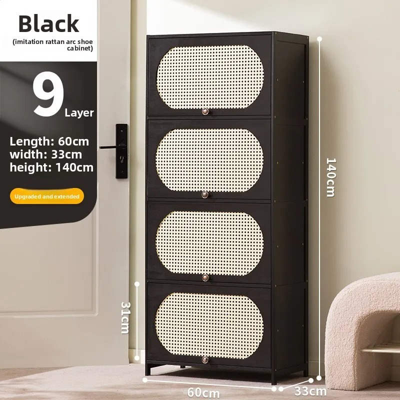 Room Divider Bamboo - Современный черный бамбуковый многоярусный шкаф для
