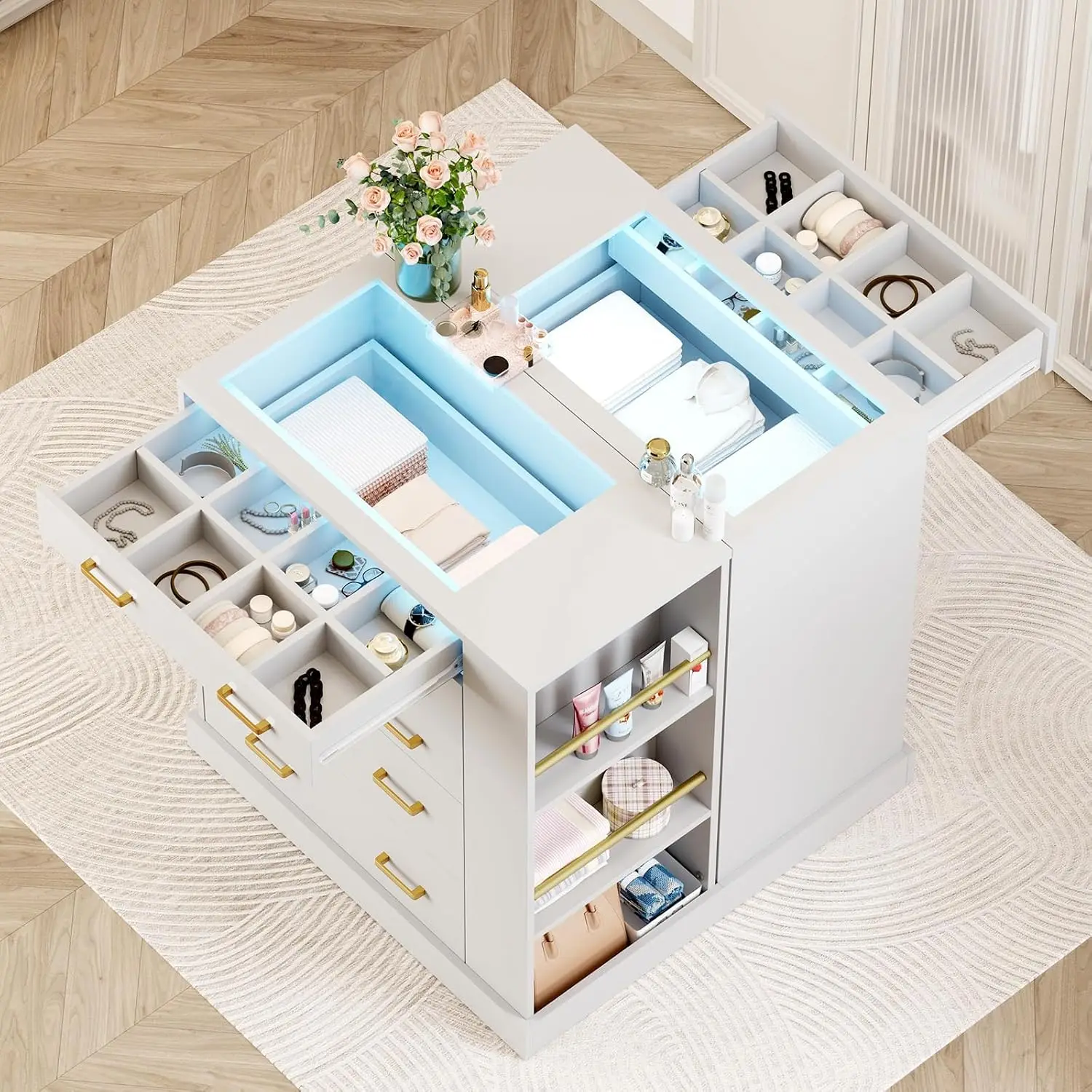 Office Furniture Modern - Шкаф-остров с открытыми полками, современный комод